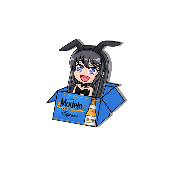 Bunny girl senpai in a modelo box sticker created by Always Lurking