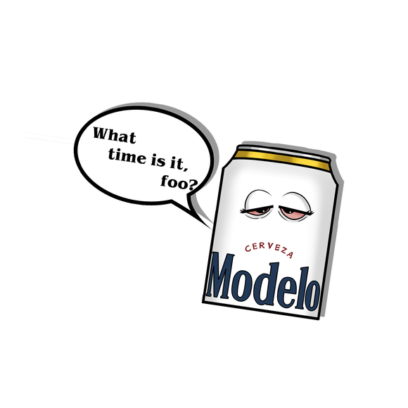 Modelo beer can half face peeker style sticker saying 